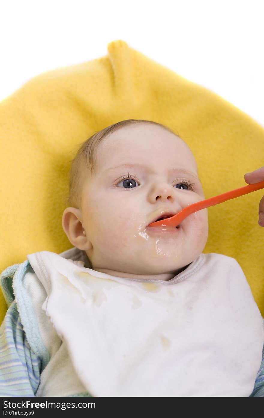 Eating baby on a white background