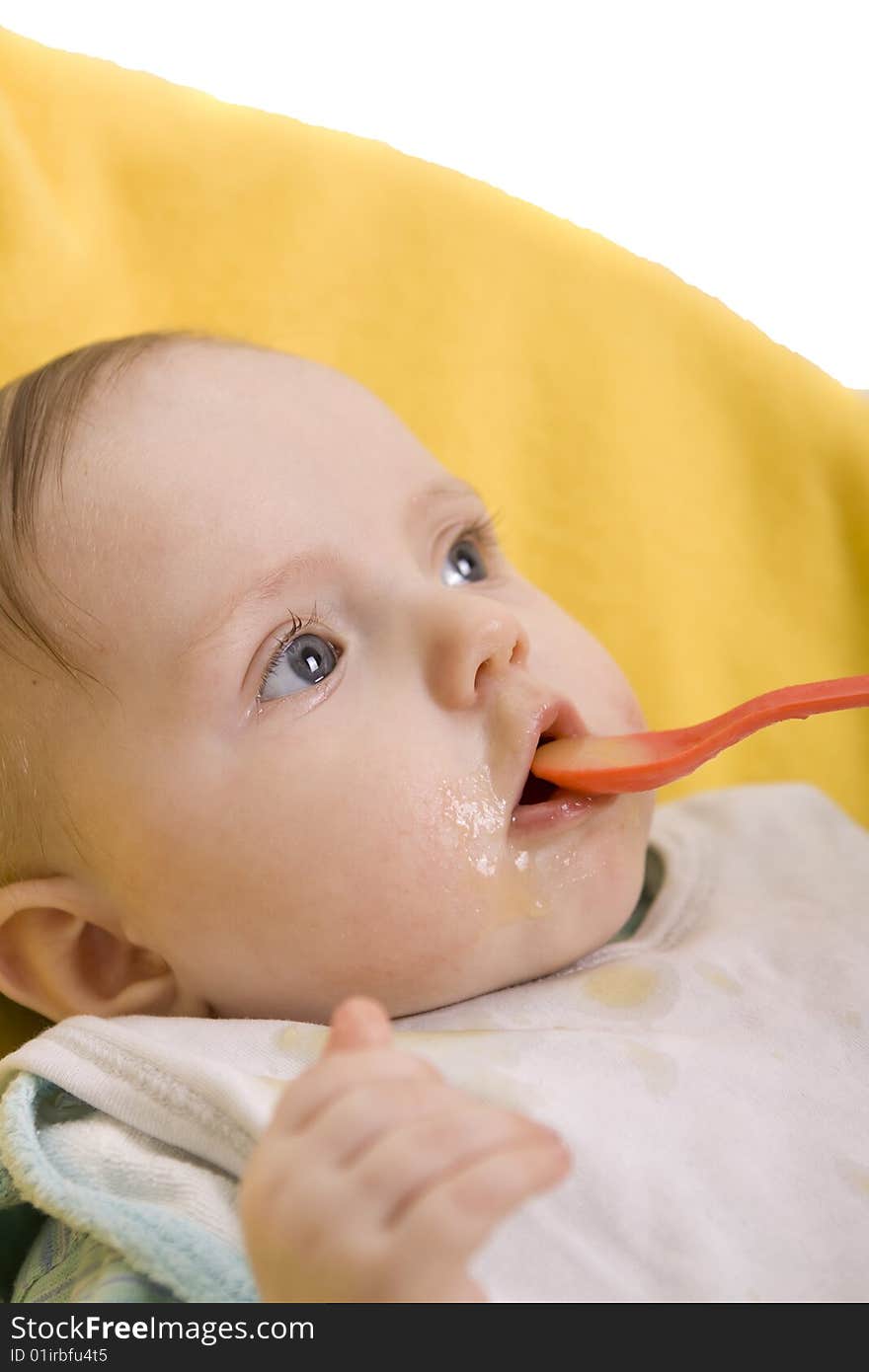 Eating baby on a white background