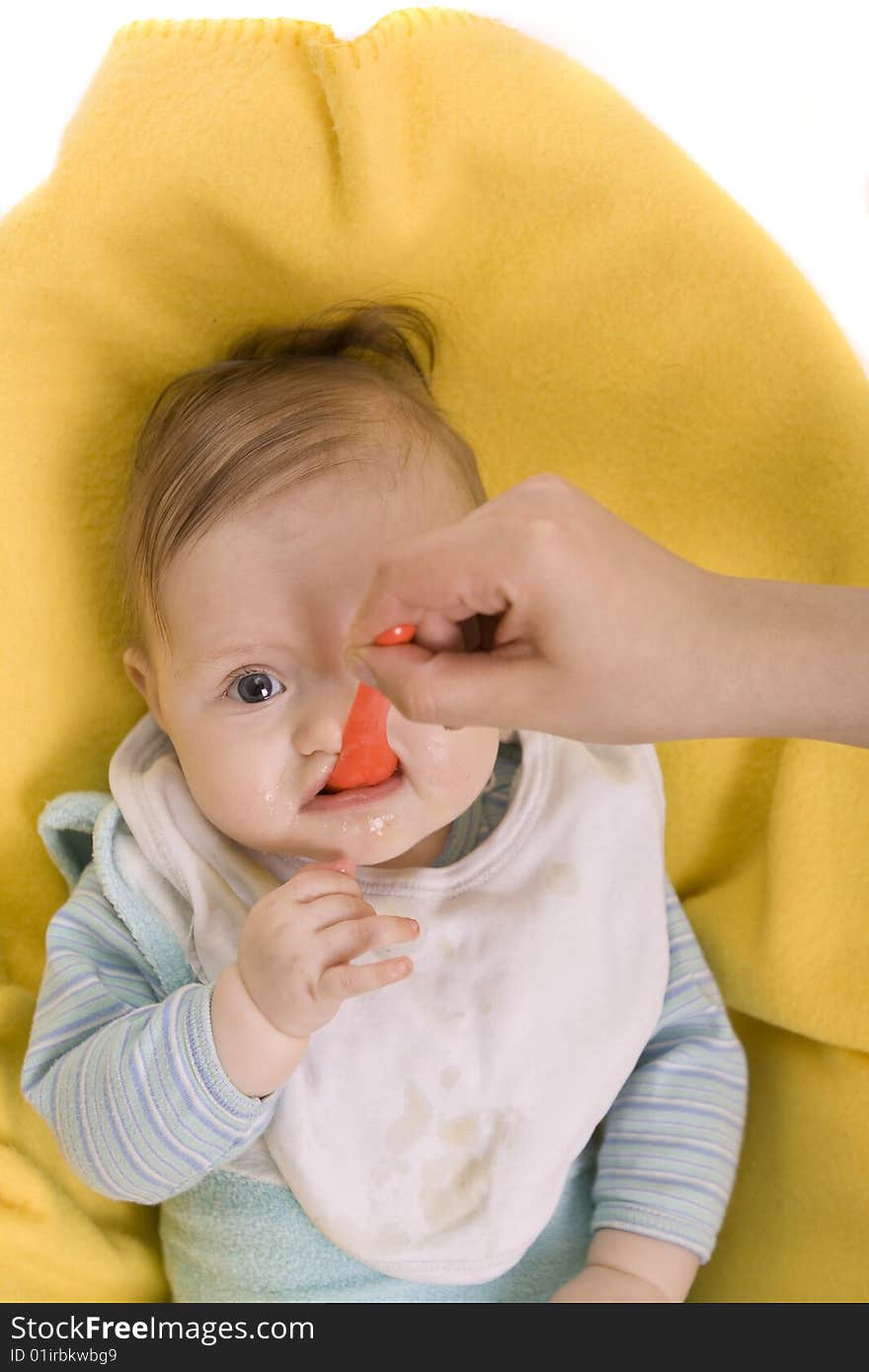 Eating baby on a white background