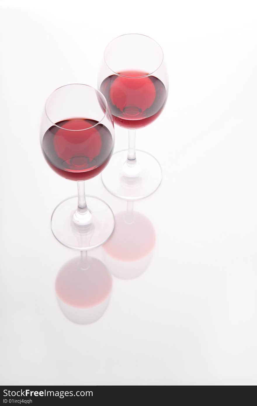 Glasses of red wine. View from above. Glasses of red wine. View from above