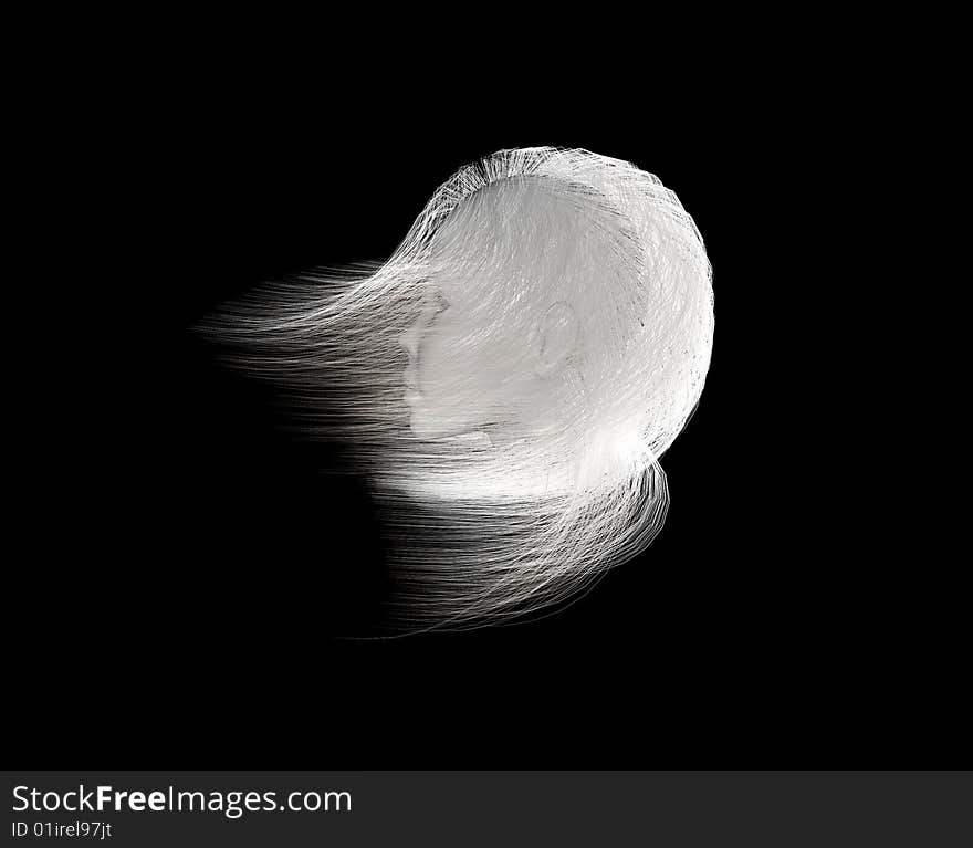 Portrait of an ethnic woman model who's hair is blowing with the wind. attractive black and white illustration. Portrait of an ethnic woman model who's hair is blowing with the wind. attractive black and white illustration.