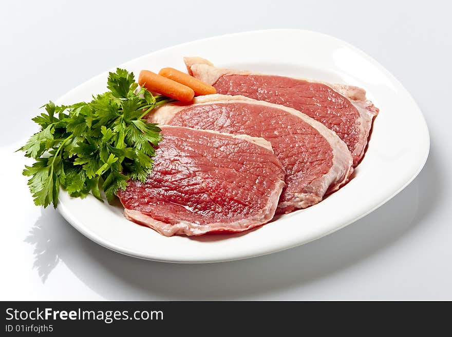 Raw beef cut known as eye of round