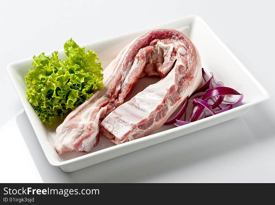 Raw pork meat cut known as Spareribs. Raw pork meat cut known as Spareribs