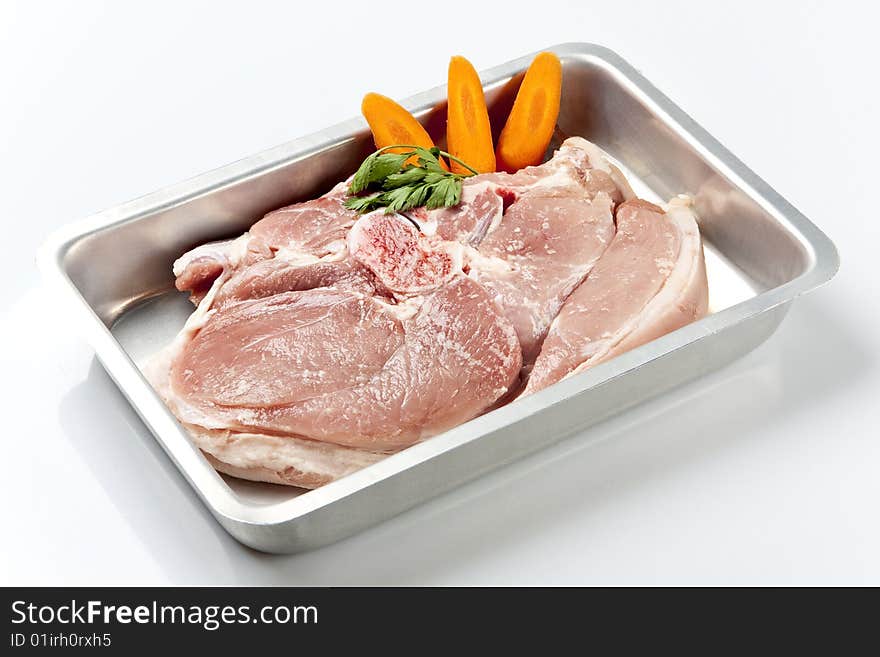 Raw pork meat cut known as leg. Raw pork meat cut known as leg