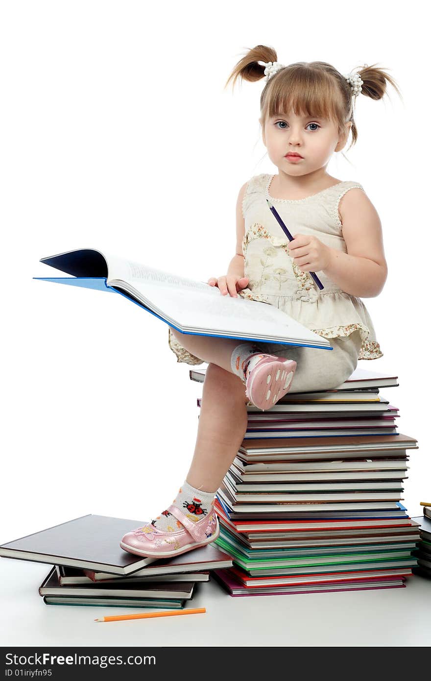 Portrait of a pretty girl with books. Portrait of a pretty girl with books.