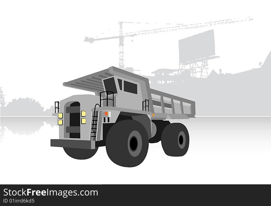 Gray quarry truck, vector illustration