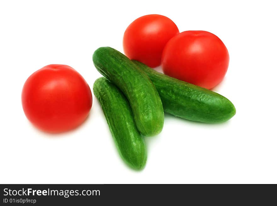 Tomatoes and cucumbers.