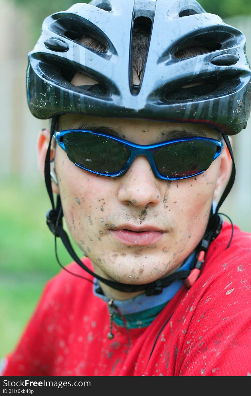 Portrait of a  mountain bike racer