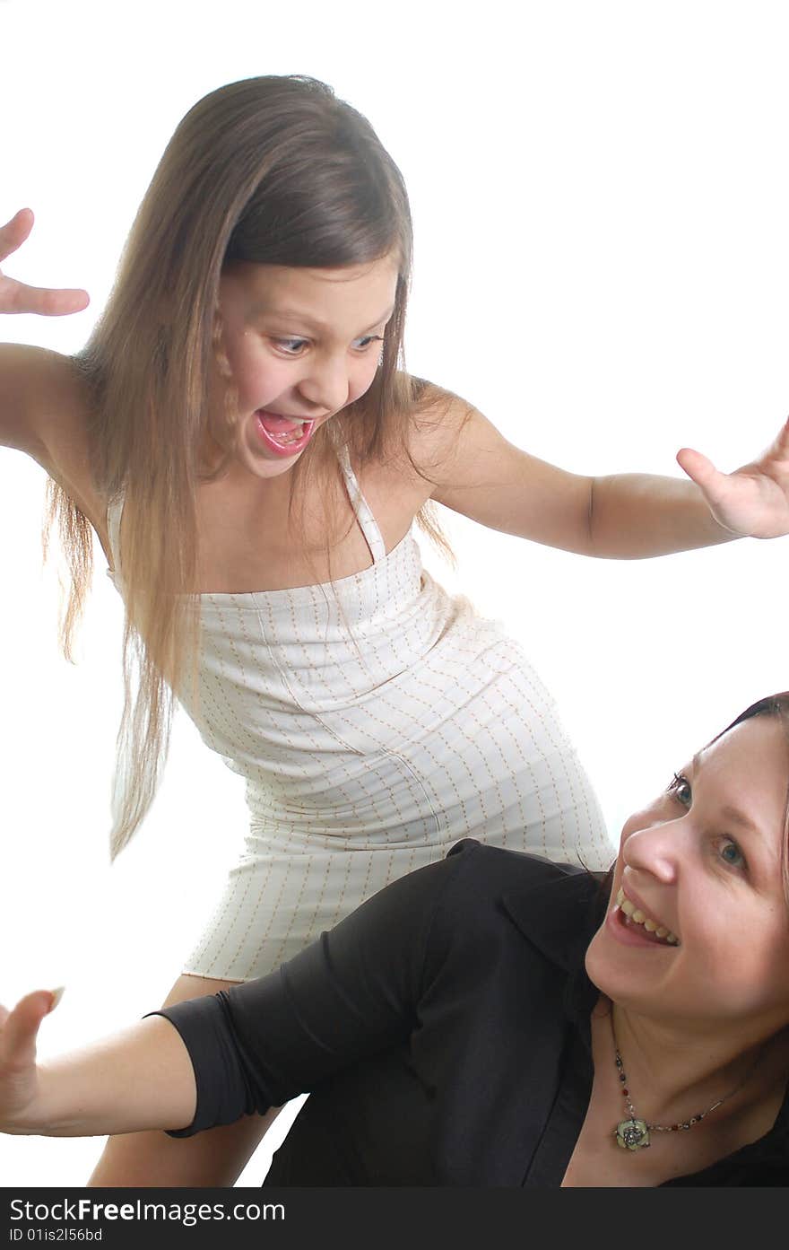 The portrait of happy family (mother and daughter)