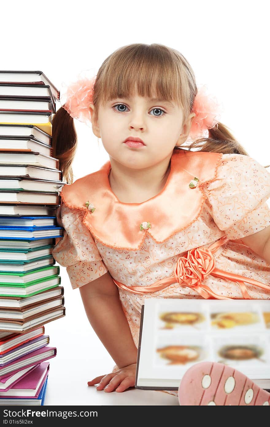 Portrait of a pretty girl with books. Portrait of a pretty girl with books.