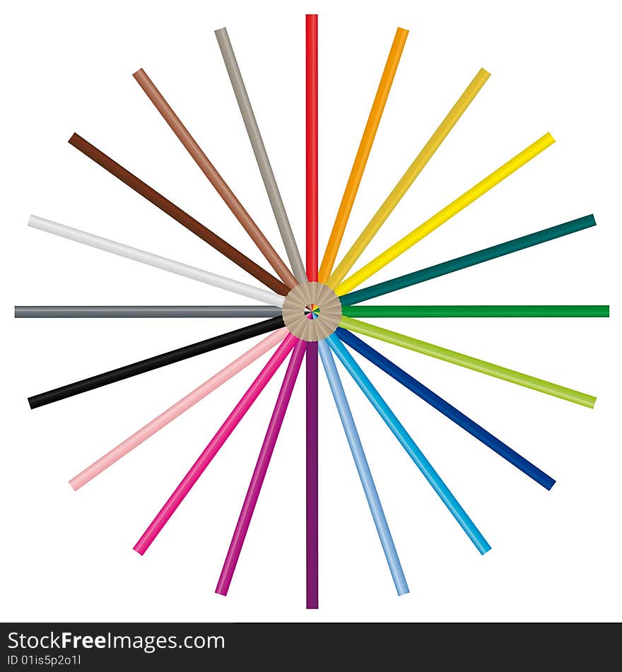 Color pencils in many different colors, handy to use because it's a vector image!. Color pencils in many different colors, handy to use because it's a vector image!