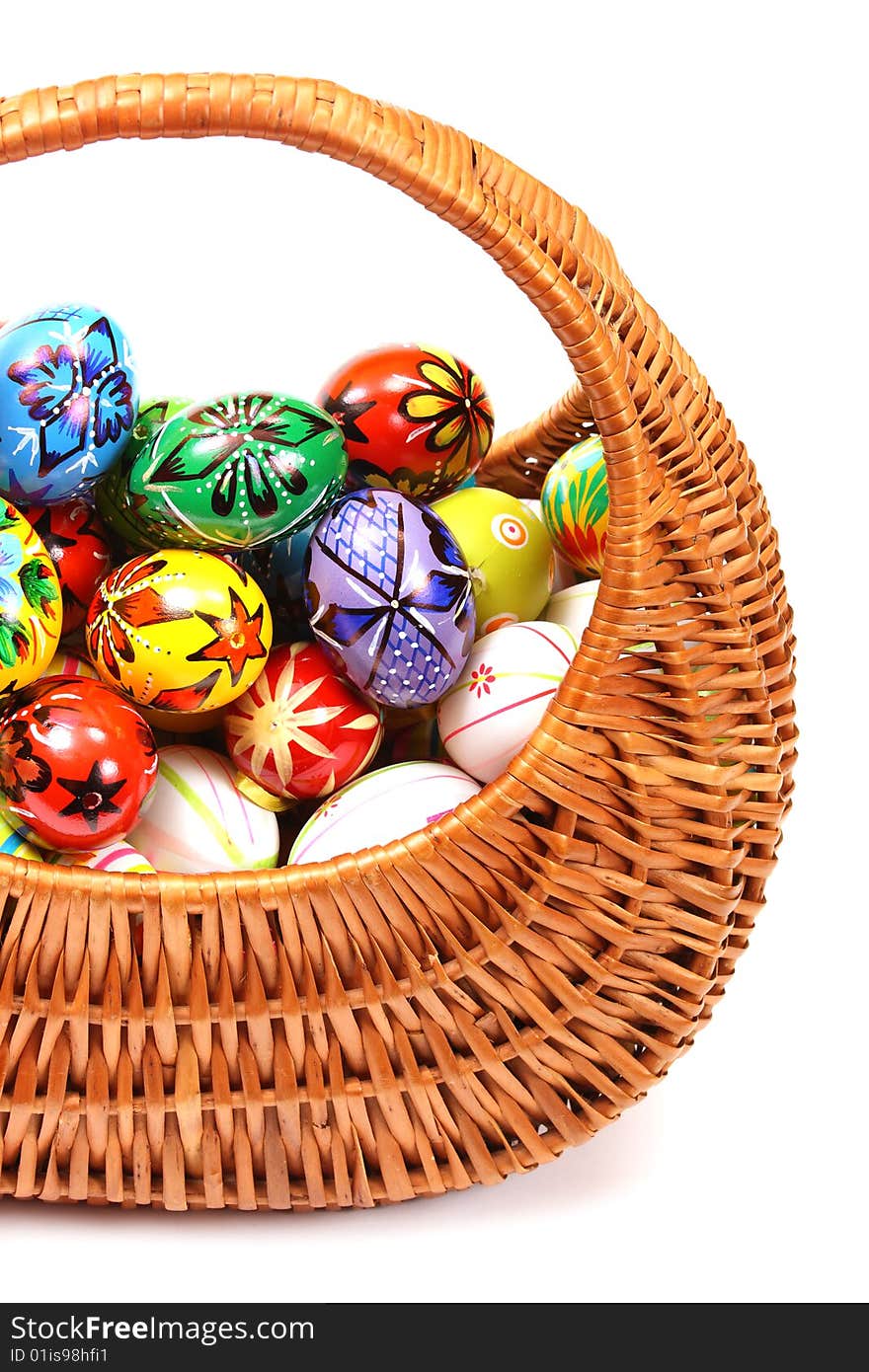 Easter Eggs In Wicker Basket