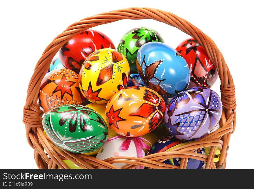 Easter Eggs in wicker basket