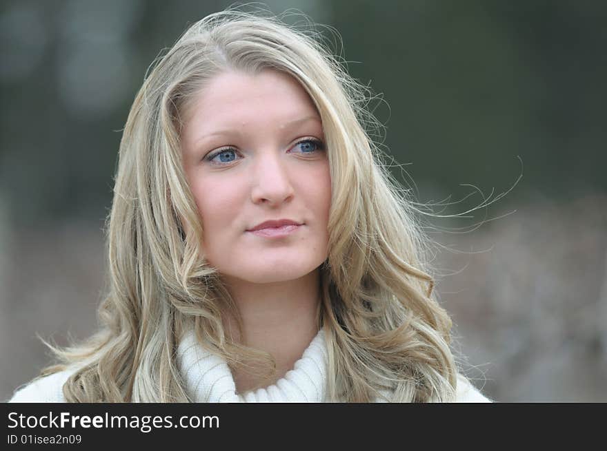 Attractive bond teen in outdoor setting. Attractive bond teen in outdoor setting