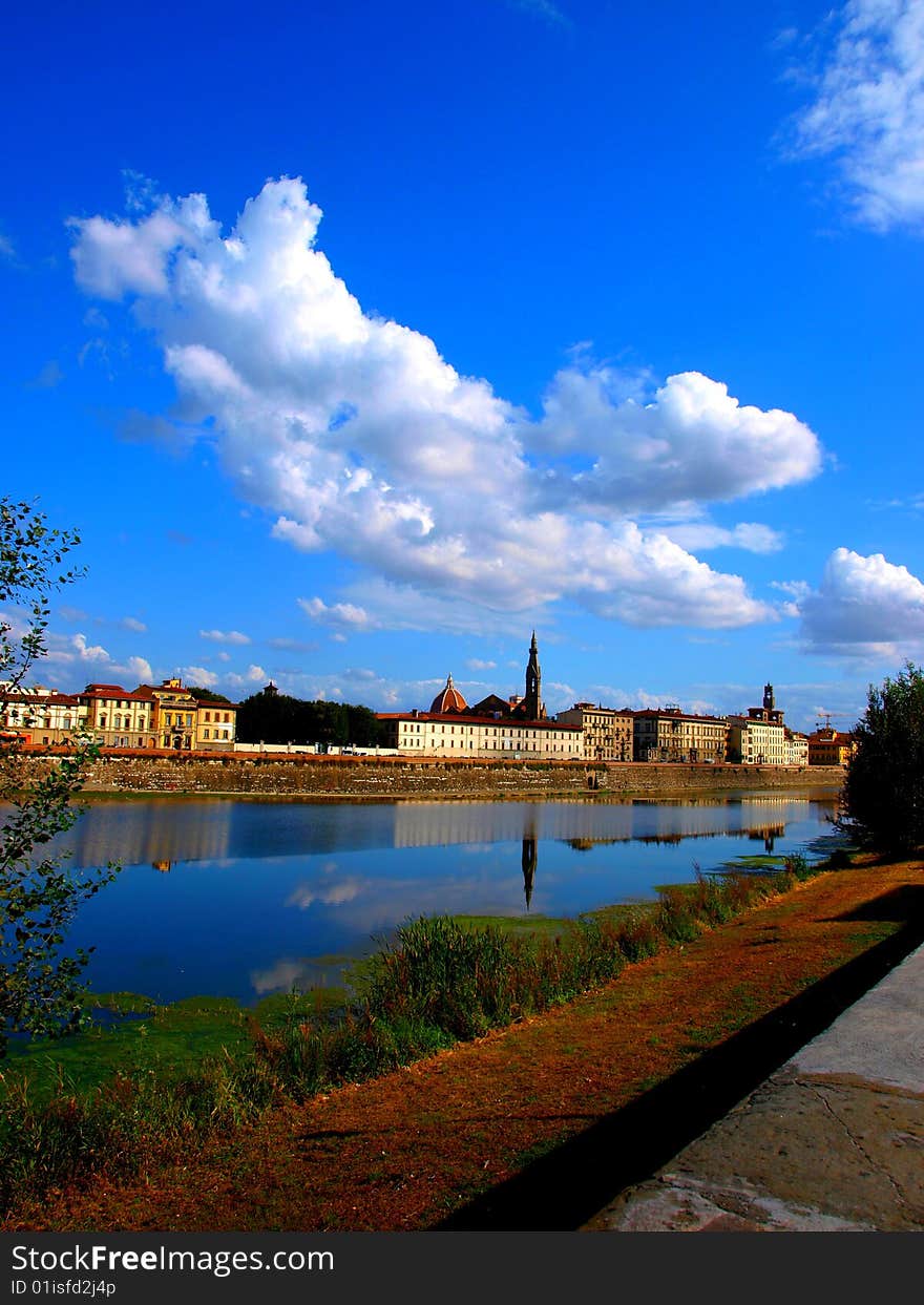 landscape of arno river