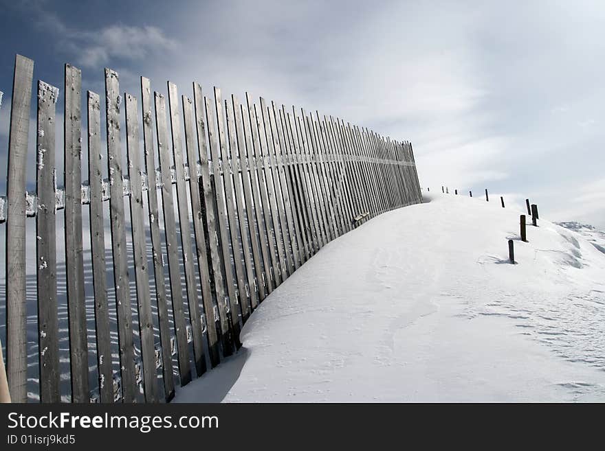 Fence of lathe in austrian alps.