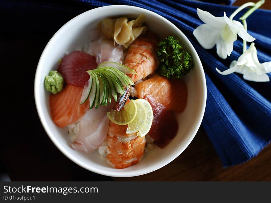 Japanese fish based dish with toppings