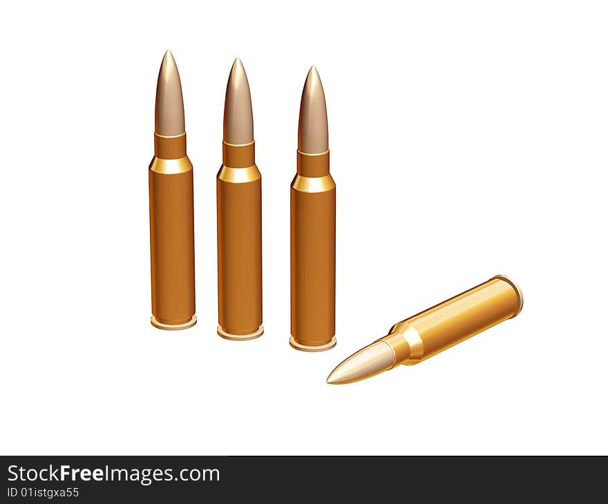 Gun bullets isolated on white