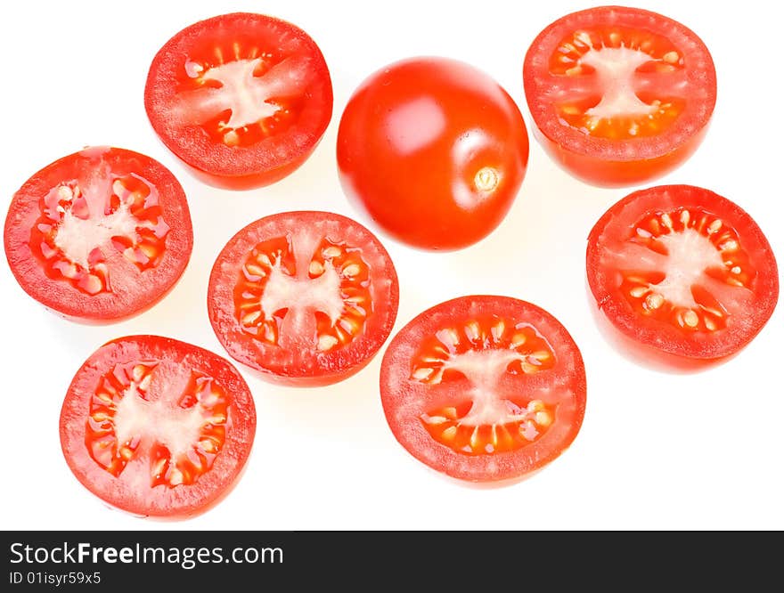 Tomatoes isolated on white background.