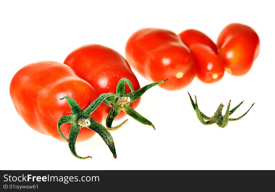 Tomatoes isolated on white background.