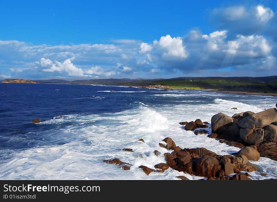 Rough sea under spectacular cloudy sky. Sardinia. Rough sea under spectacular cloudy sky. Sardinia