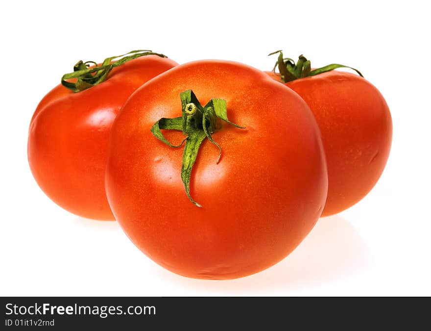 Tomatoes isolated on white background.