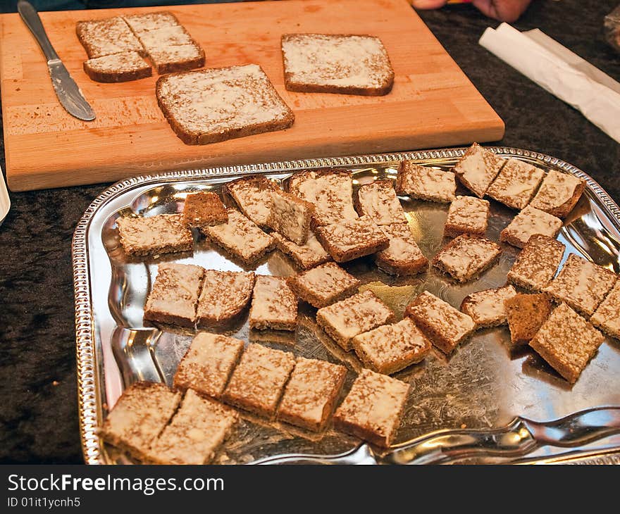 Fresh country bread and butter for a healthy breakfast