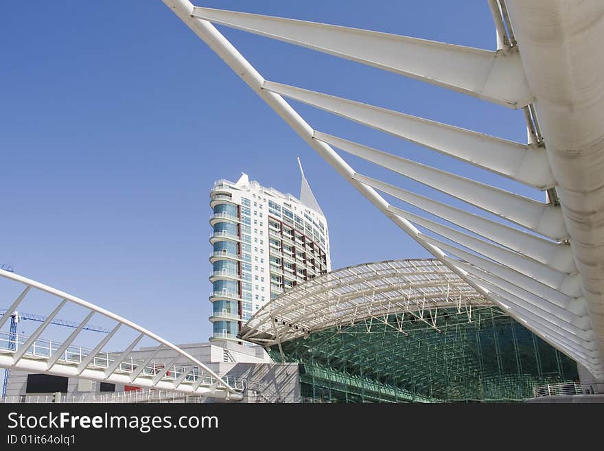 Business center of modern architecture building (steel and glass)