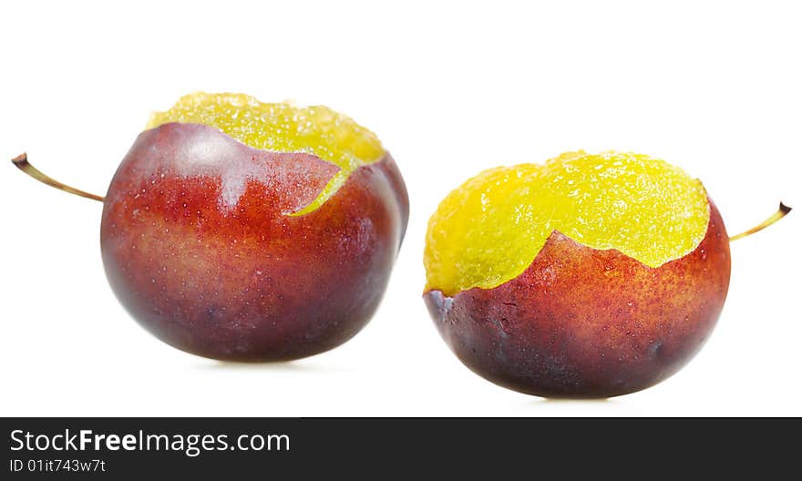 Plum isolated on white background.