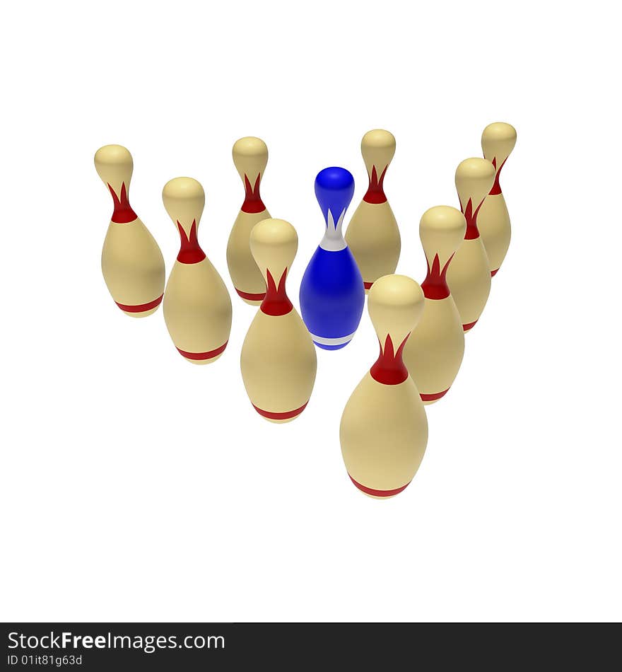 Bowling pins isolated on a white background (3d rendering)