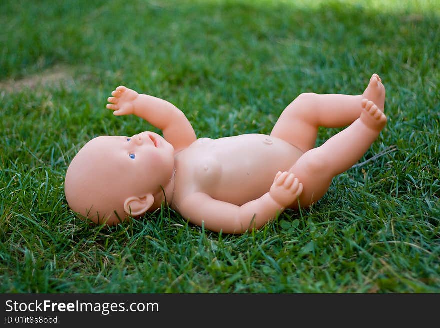 Doll in the grass