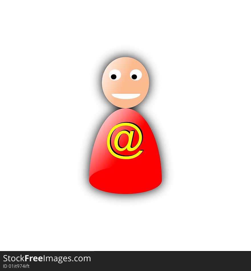 An email symbol on a business man. An email symbol on a business man