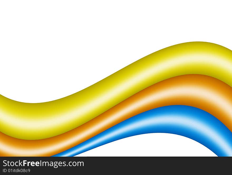 Yellow, blue and orange curves on white background. Yellow, blue and orange curves on white background