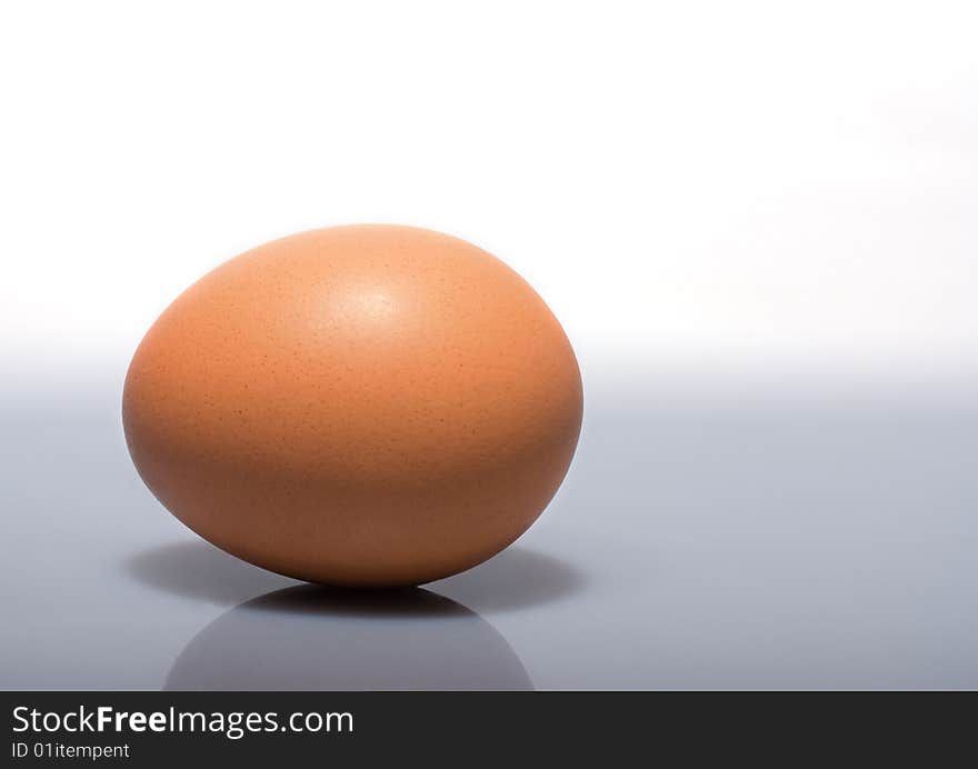 Single egg isolated on left with white upper background. Single egg isolated on left with white upper background