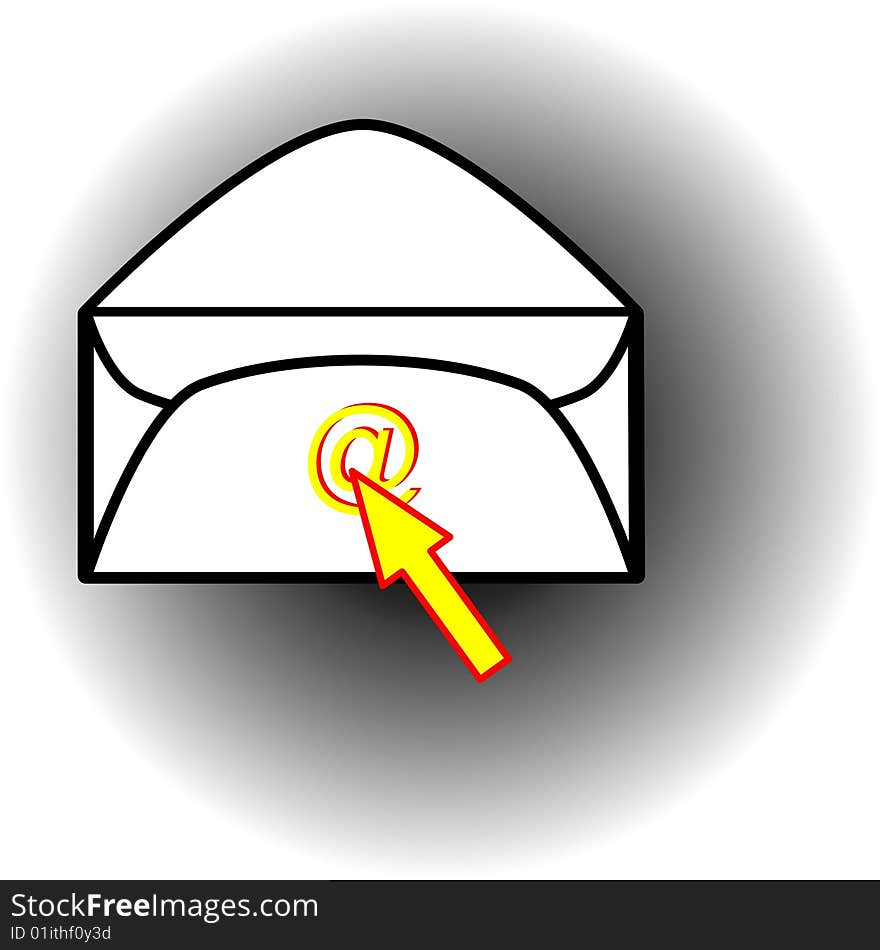 A white email envelop clicked by an arrow. A white email envelop clicked by an arrow