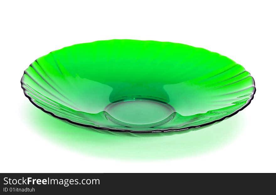 Green plate on white background