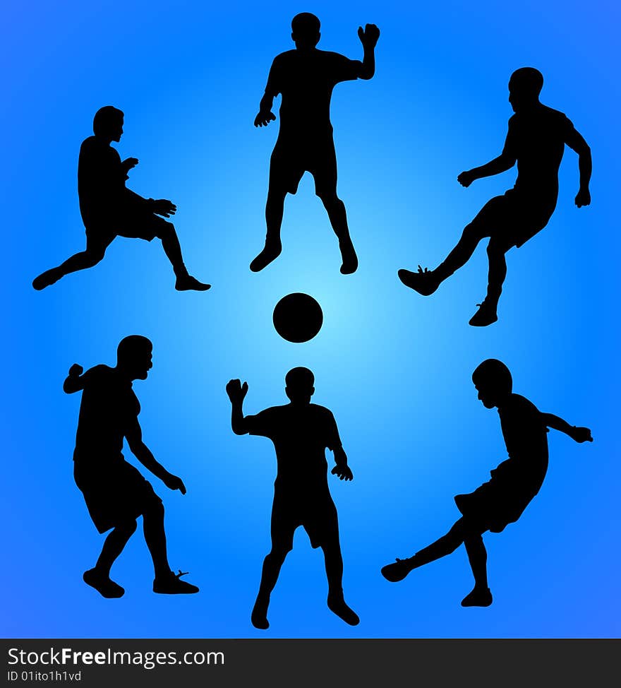 Football players at blue background. vector illustration. Football players at blue background. vector illustration