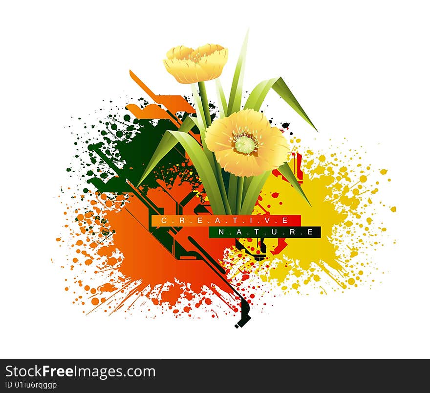 Colored spring flowers, vector file, Color and layers can be customized. Colored spring flowers, vector file, Color and layers can be customized.