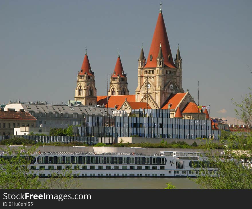 Vienna (Austria) - cathedral near to river Danube