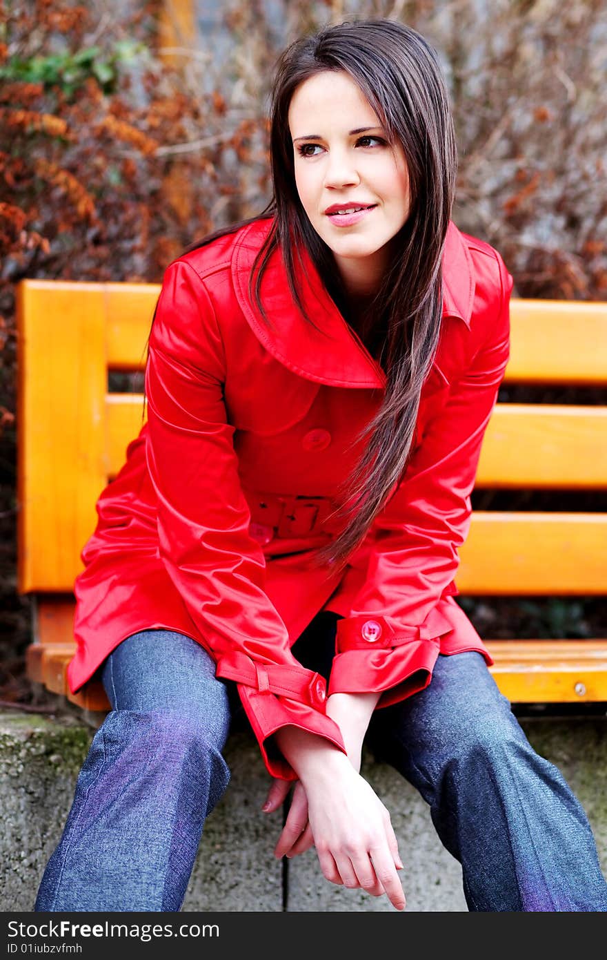 Beautiful young brunette in the park. Beautiful young brunette in the park