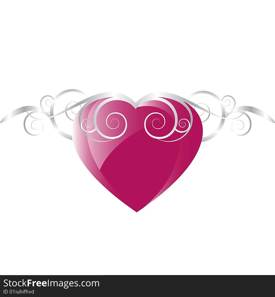 Vector heart illustration with swirls elements. Vector heart illustration with swirls elements