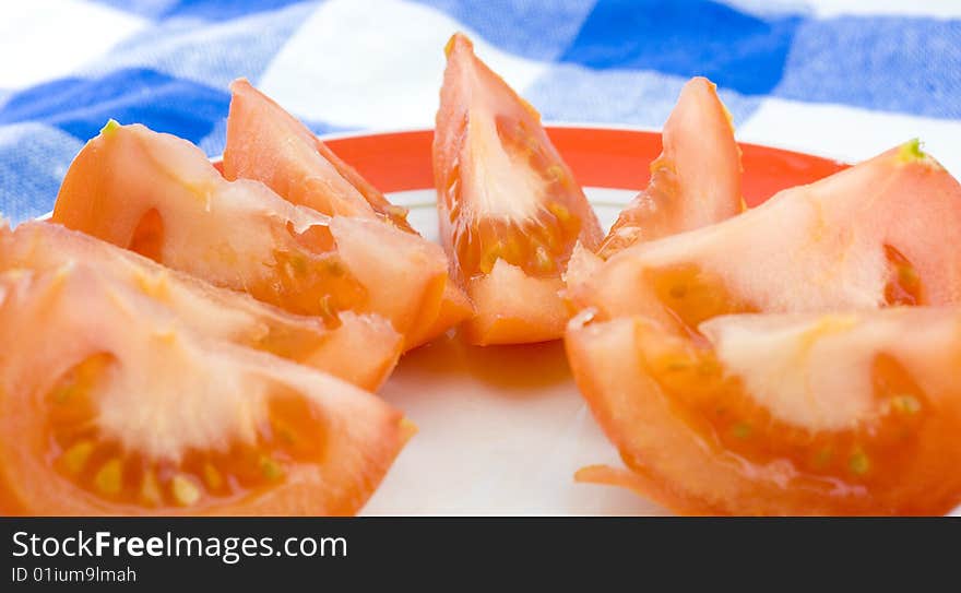 Fresh tomato on dinner table