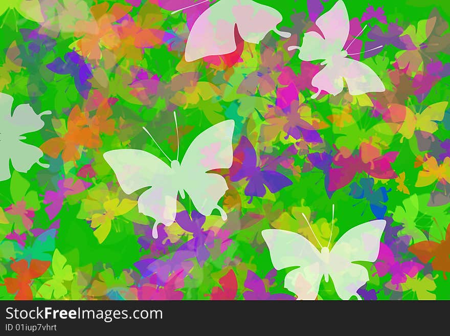 Colorful background with brith butterflies. Colorful background with brith butterflies