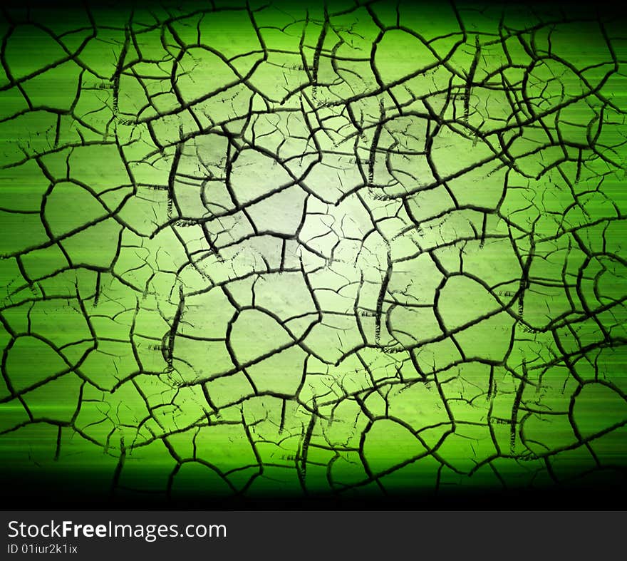 Green and old tetxure with black crack, abstract background. Green and old tetxure with black crack, abstract background