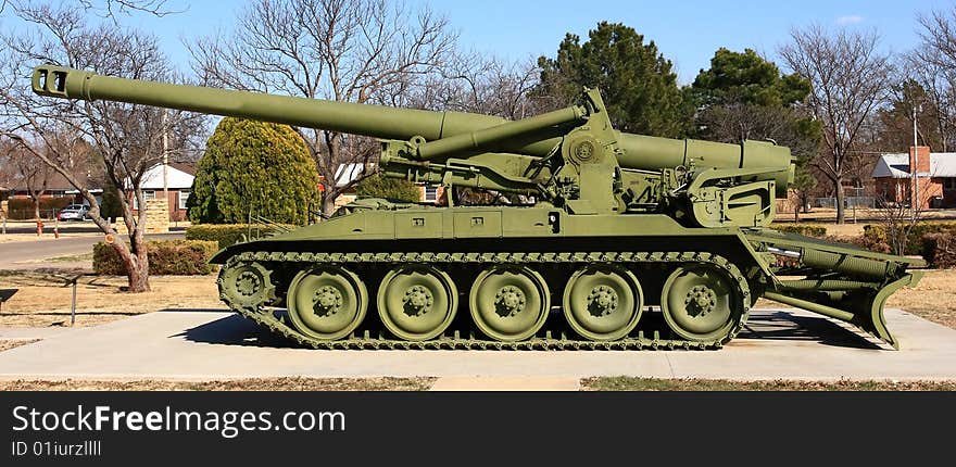 This Howitzer has been restored and sits on display in a city park in Great Bend Kansas. This Howitzer has been restored and sits on display in a city park in Great Bend Kansas.