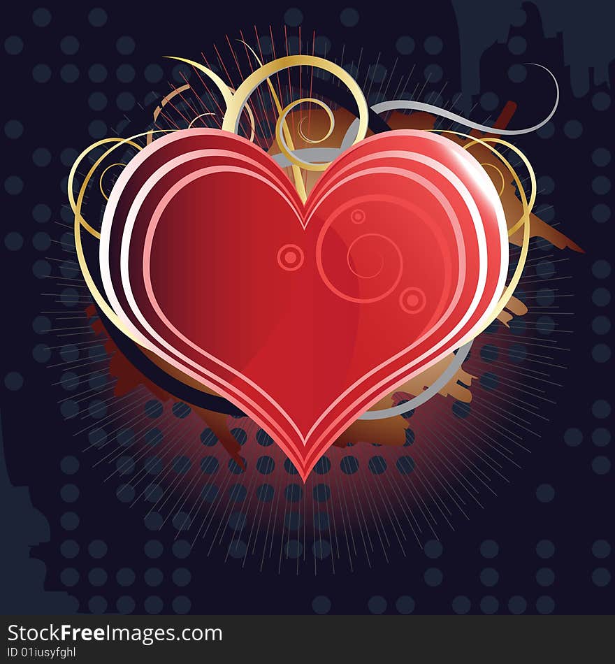 Vector creative background with heart and swirls elements. Vector creative background with heart and swirls elements