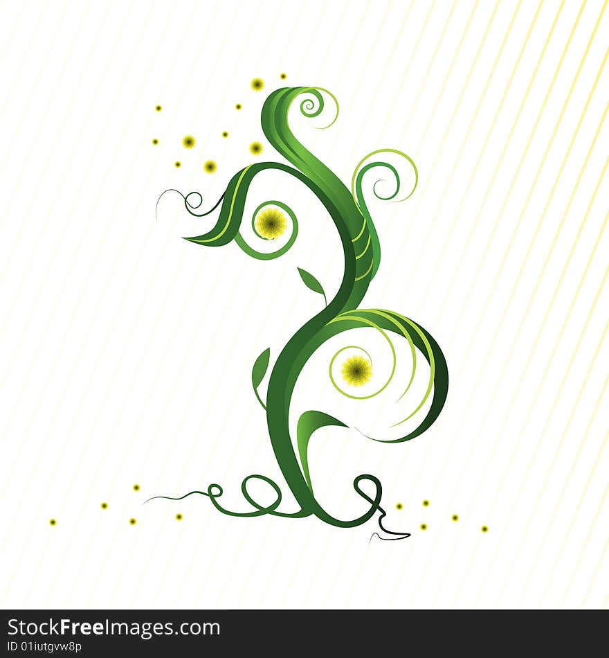 Vector illustration with flowers, swirls and leaves. Vector illustration with flowers, swirls and leaves