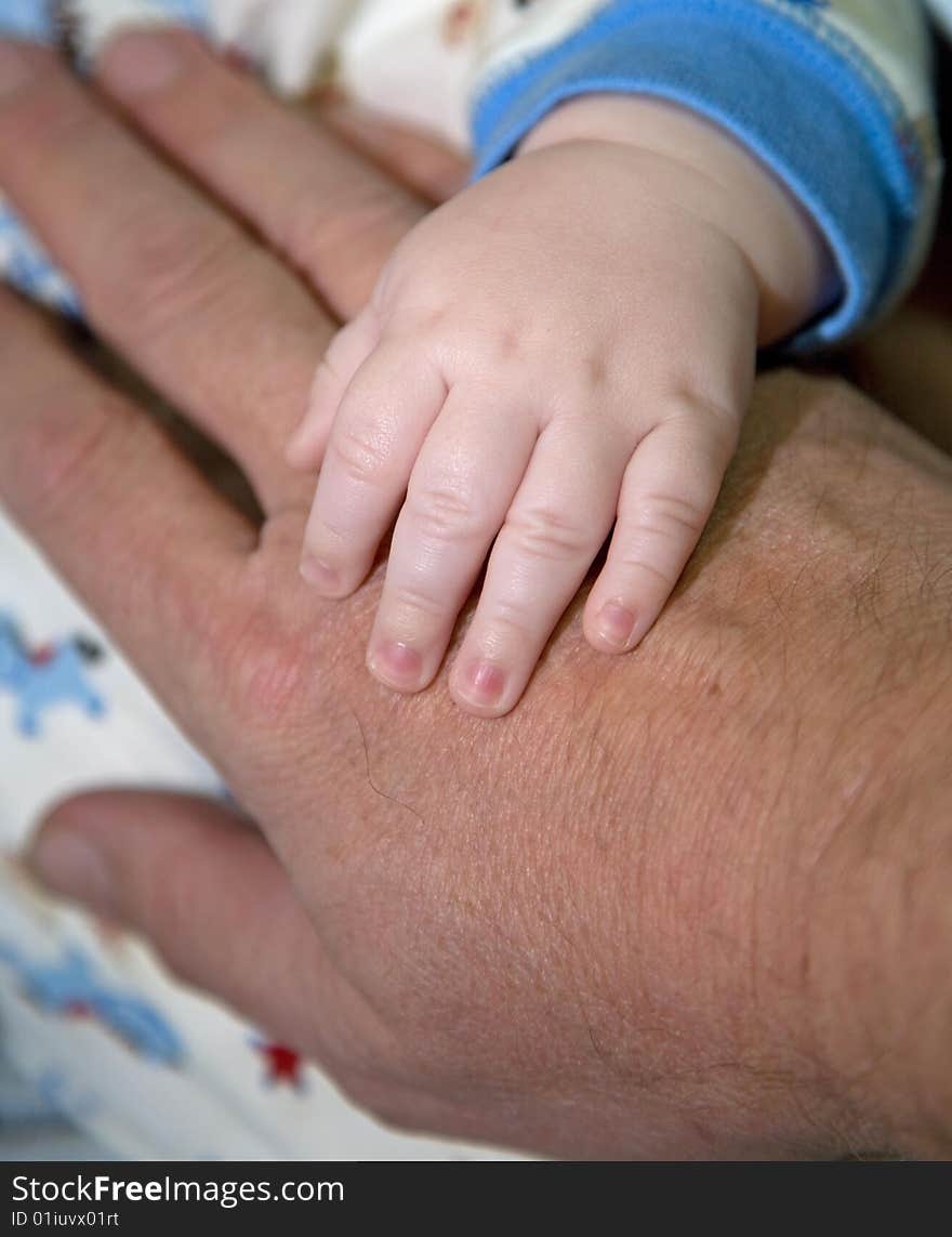 The Hands of a father and son.