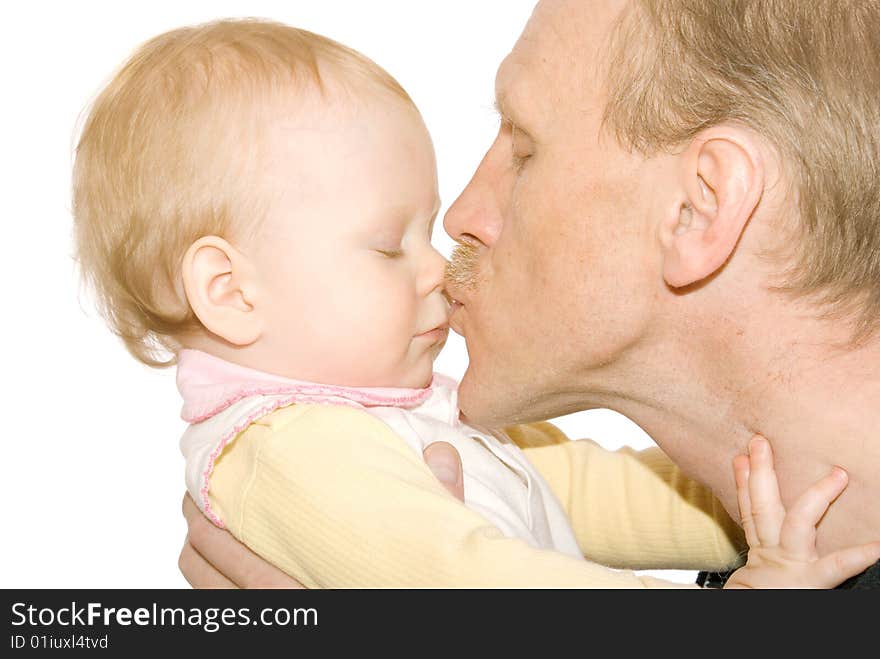 Father and daughter insulated on white background. Father and daughter insulated on white background