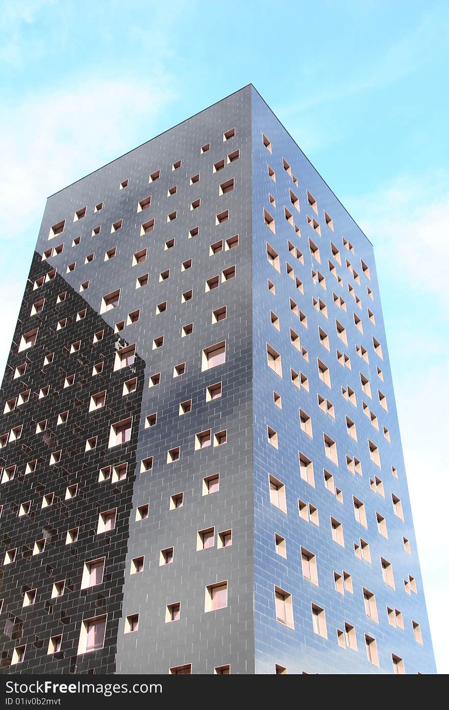 Modern buildings without balconies in black gloss